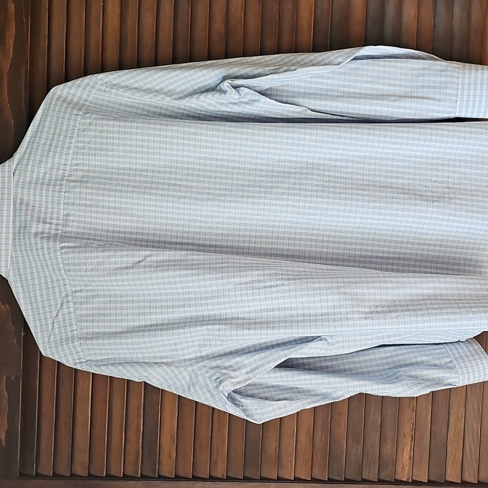 Michael Kors Slim Fit Blue Tan Button Down Dress Shirt Mens Size XL 17-1/2 34-35 - Picture 3 of 13